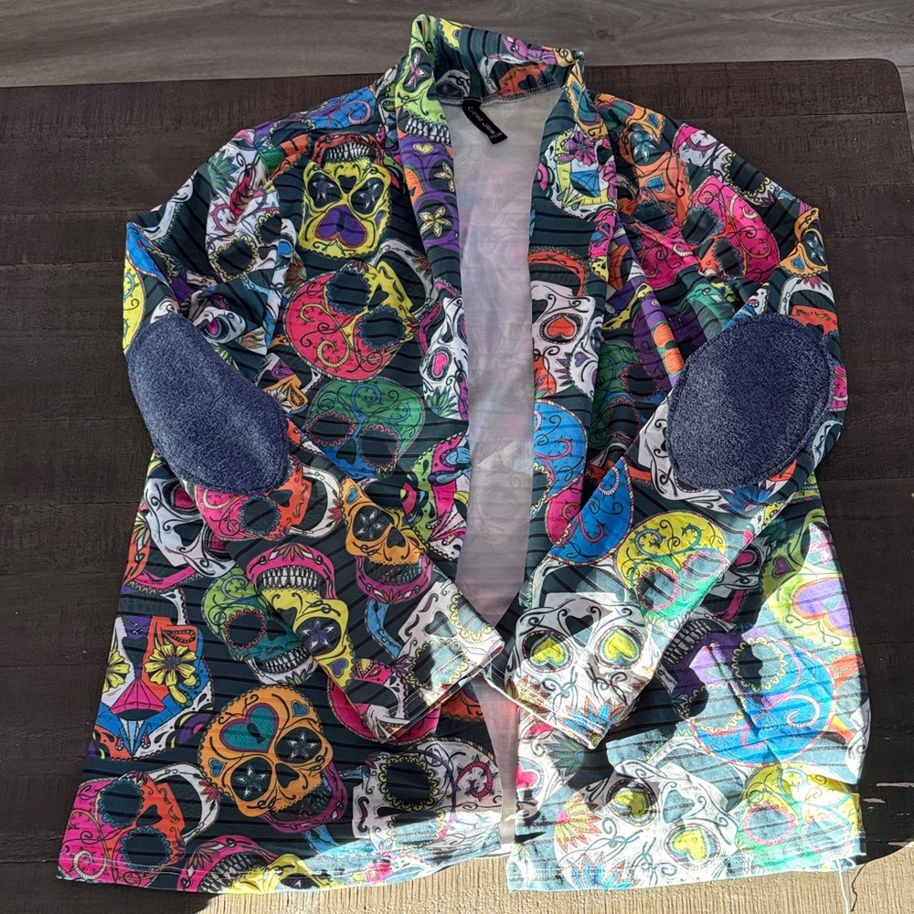 Colorful Skull Print women’s blazer